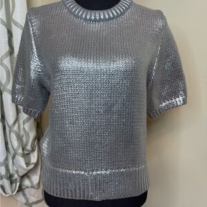 Future Collective Silver Metallic Knit Sweater